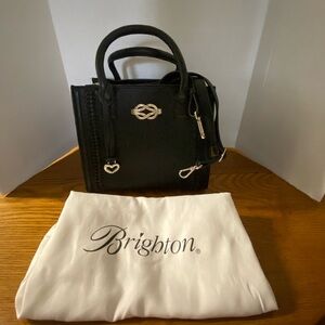 Brighton Interlock Flemming tote bag in black leather. NWT